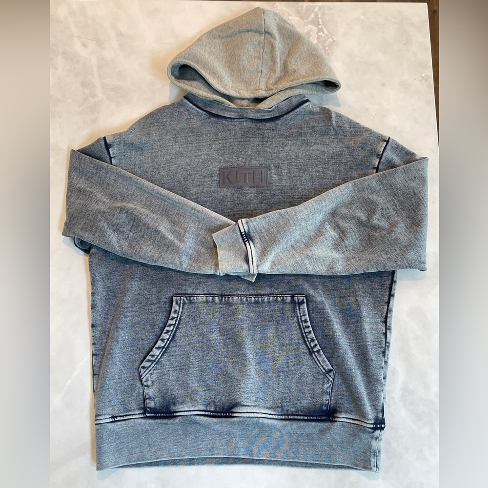 Kith Williams Box Logo Hoodie (SS19) Faded Blue Size Medium Lightly Worn